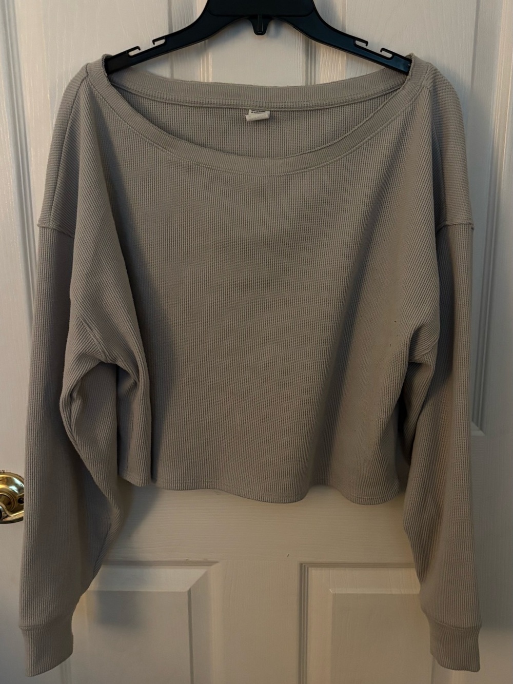 Gilly Hicks Cropped Ribbed Scoop Neck Sweater - Stone